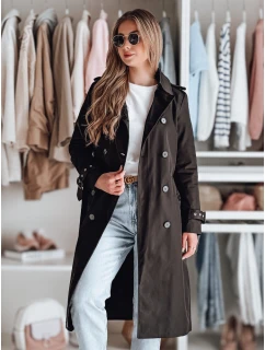 Dámský dlouhý kabát s páskem černý Dstreet model 21986652 - FashionStreet