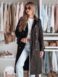 Dámsky dlhý kabát s opaskom SLIMFOTA black FashionStreet NY0747