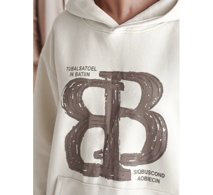 Dámska oversize mikina LITESSO ecru FashionStreet BY1414 Dámska oversize mikina LITESSO ecru FashionStreet BY1414