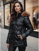 Dámská zimní bunda s kožešinou černá Dstreet model 21995457 - FashionStreet