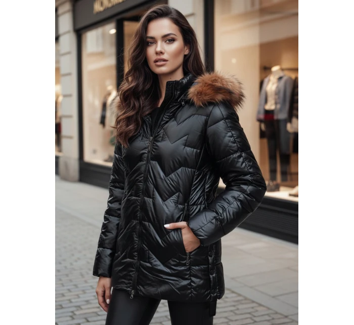 Dámská zimní bunda s kožešinou černá Dstreet model 21995457 - FashionStreet