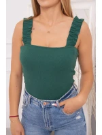 Halenka bez ramínek s volánky zelená Halenka bez ramínek s volánky zelená