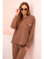 Komplet dámský máslový mikina a kalhoty s gumou camelový Komplet dámský máslový mikina a kalhoty s gumou camelový