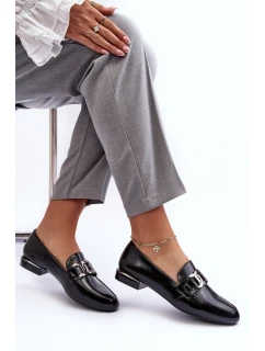 Mokasyny Damskie Lakierowane Z Ozdobą Czarne Camilena