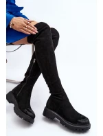 Dámské boty na plochém podpatku nad koleno  Černé model 21644650 - Boto