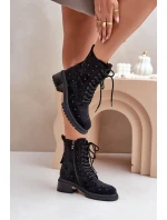 Zdobené dámské botky zateplené D&A černé model 21674415 - S.Barski Zdobené dámské botky zateplené D&A černé model 21674415 - S.Barski