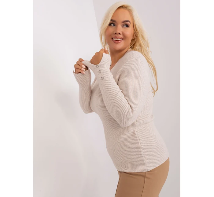 Sweter PM SW PM model 18949421 jasny beżowy - FPrice Sweter PM SW PM model 18949421 jasny beżowy - FPrice