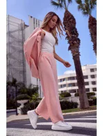 model 15125875 Kalhoty s nařasenými nohavicemi béžové - Moe model 15125875 Kalhoty s nařasenými nohavicemi béžové - Moe