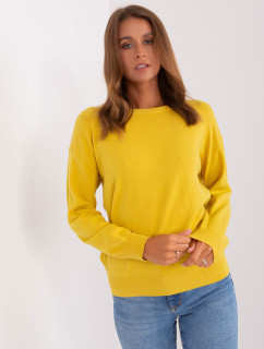 Žltý klasický sveter s dlhými rukávmi