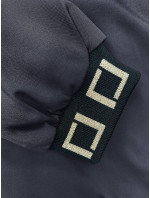 Tmavomodrá krátka bunda s ozdobnými sťahovacími lemami (16M9083-215)