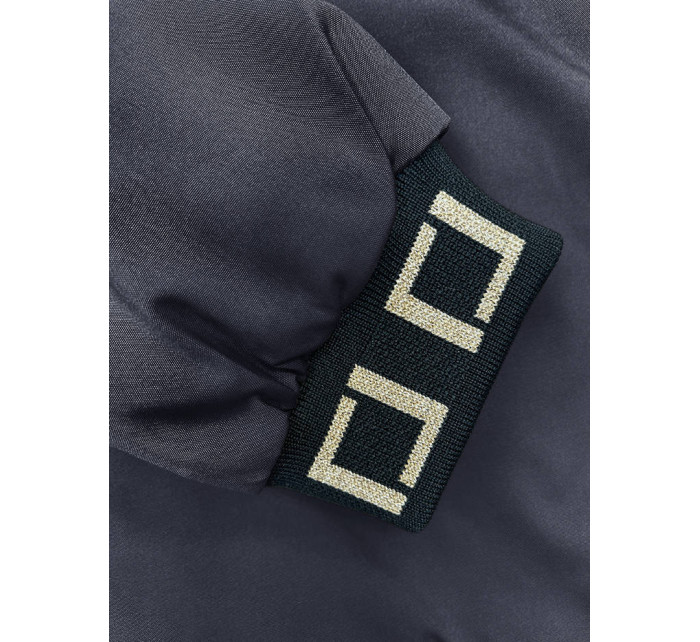 Tmavomodrá krátka bunda s ozdobnými sťahovacími lemami (16M9083-215)