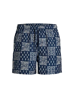 Jack&Jones pánske plavecké šortky JPSTMAUI SHELL AOP SWIM SHORTS REG 12291808 PAGEENT BLUE