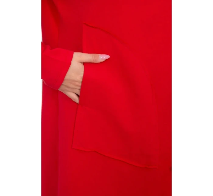 Volná bunda s kapucí v červené barvě Volná bunda s kapucí v červené barvě