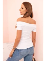 Dámská bavlněná blůza s výstřihem do V a potiskem bílá