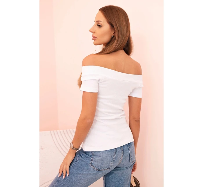 Dámská bavlněná blůza s výstřihem do V a potiskem bílá