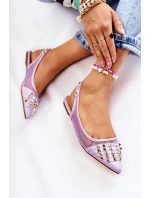 Damskie Baleriny Z Ćwiekami Fioletowe Kinley