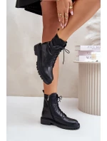 Skórzane Botki Workery Ocieplane Na Zamek Czarne Elosie Skórzane Botki Workery Ocieplane Na Zamek Czarne Elosie
