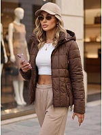 Kurtka damska pikowana z kapturem brązowa model 22341095 - FashionStreet