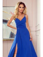 CHIARA - Elegantné dámske maxi šaty v Chrpová farbe na ramienkach 299-3 CHIARA - Elegantné dámske maxi šaty v Chrpová farbe na ramienkach 299-3