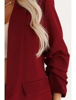 model 21796738 Dámské klasické sako s nabíranými rukávy vínové - numoco basic model 21796738 Dámské klasické sako s nabíranými rukávy vínové - numoco basic