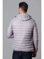 Svetlosivá prešívaná pánska bunda s kapucňou (HM112-30)