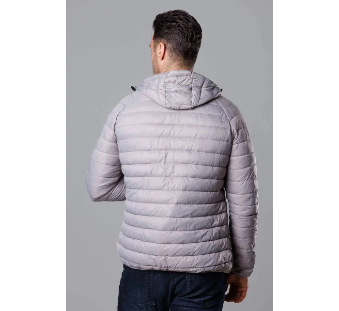 Svetlosivá prešívaná pánska bunda s kapucňou (HM112-30)