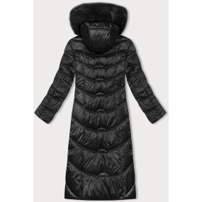 Čierna dlhá zimná bunda s kapucňou S'west (B8198-1)