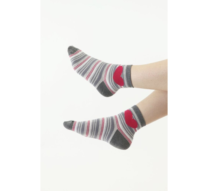 Dámske ponožky 113 sivé s pruhmi