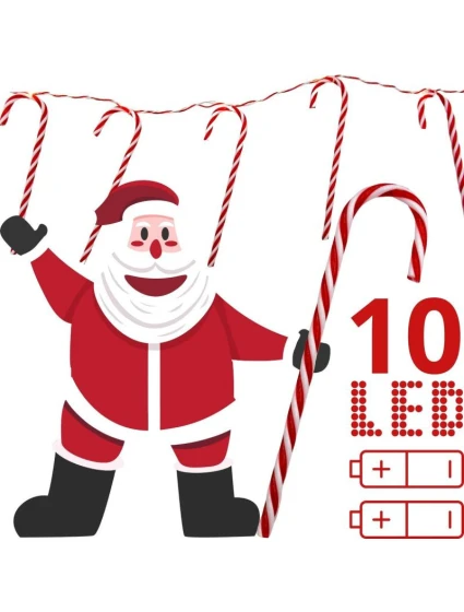 SVETLÁ GIRLANDA 10 VIEDOL LÍZATKO TYČINKY VIANOČNÝ STROMČEK TEPLÁ BIELA LUCA