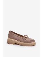 Zazoo 3429 Zamszowe Mokasyny Damskie Z Ozdobą Cappuccino