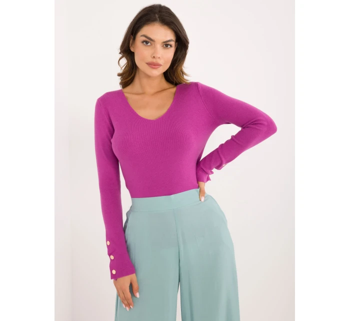 Sweter AT SW model 21326979 fioletowy - FPrice Sweter AT SW model 21326979 fioletowy - FPrice