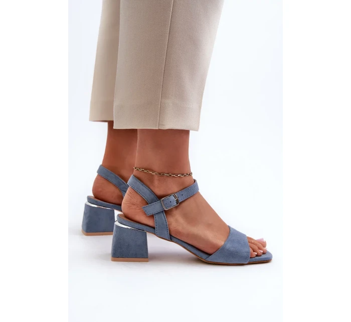 Dámske sandále na eko semišovom bloku, modré Leisha Dámske sandále na eko semišovom bloku, modré Leisha