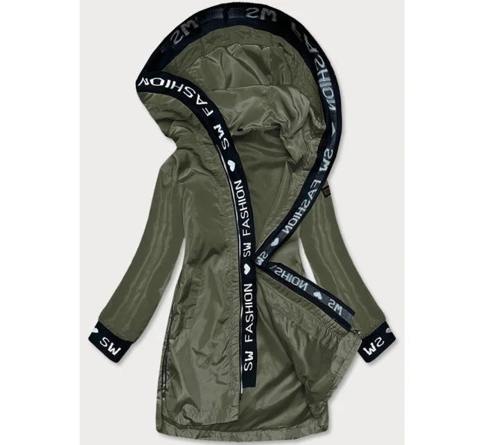 Tenká dámska bunda v khaki farbe s ozdobnou lemovkou (B8145-11) Tenká dámska bunda v khaki farbe s ozdobnou lemovkou (B8145-11)