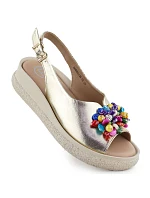 Dámske kožené sandále Filippo DS6983 s korálkami a zlatou metalízou