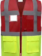 Yoko HVW 801 Hi-Vis multifunkčná vesta 79.W801 červená/výstražná žltá