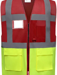 Yoko HVW 801 Hi-Vis multifunkčná vesta 79.W801 červená/výstražná žltá