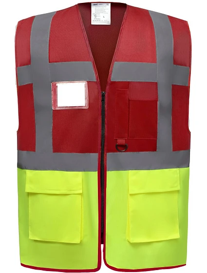 Yoko HVW 801 Hi-Vis multifunkčná vesta 79.W801 červená/výstražná žltá Yoko HVW 801 Hi-Vis multifunkčná vesta 79.W801 červená/výstražná žltá