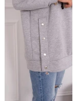 Zateplená mikina so zapínaním na cvoky sivá