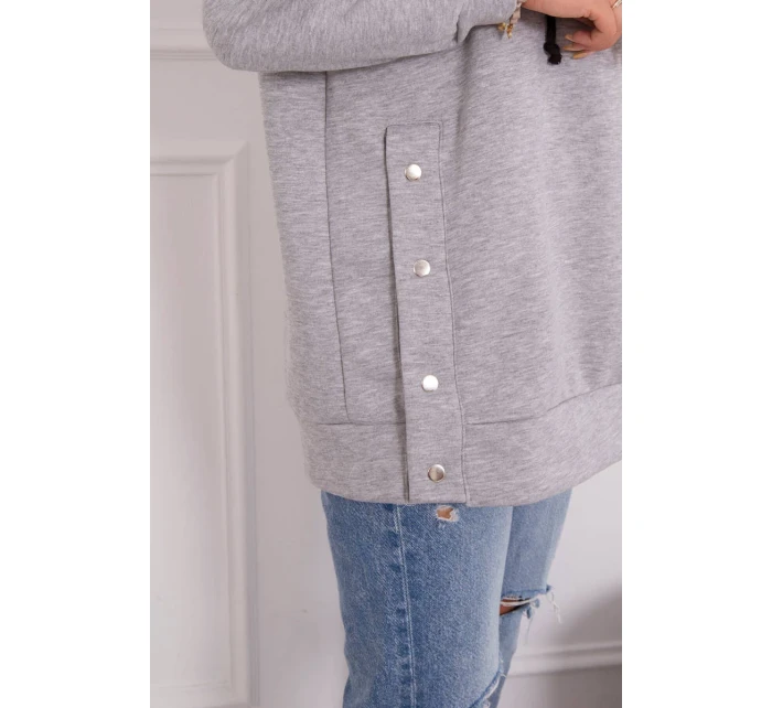 Zateplená mikina so zapínaním na cvoky sivá