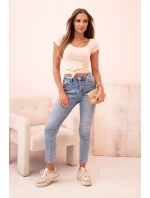 Dámska klasická bavlnená blúzka s krátkymi rukávmi modrá Dámska klasická bavlnená blúzka s krátkymi rukávmi modrá