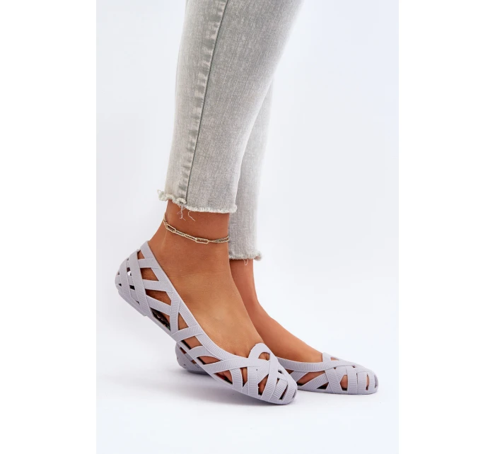 Damskie Gumowe Baleriny Szare Salam