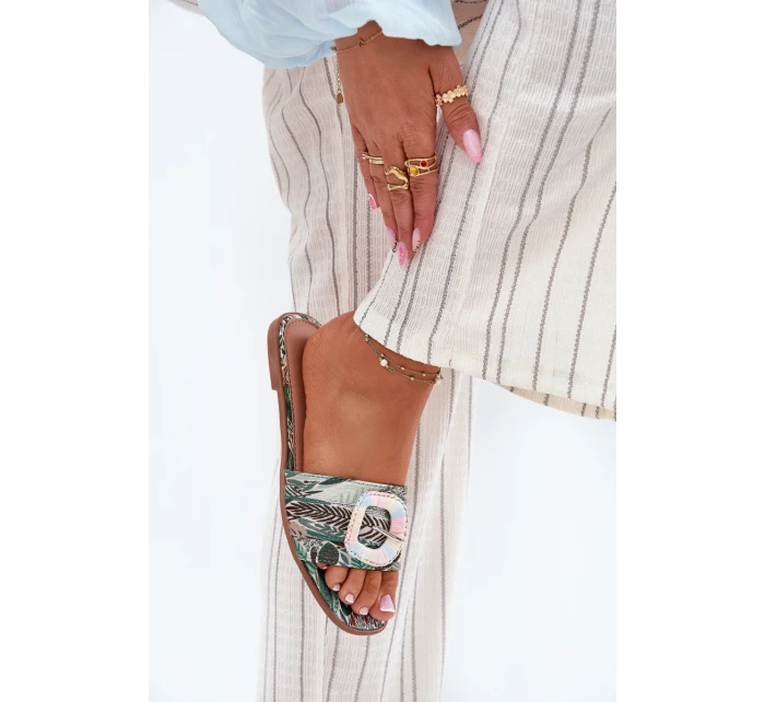 Płaskie Klapki Damskie Z Ozdobną Klamrą Multikolor Clariola Płaskie Klapki Damskie Z Ozdobną Klamrą Multikolor Clariola