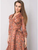 Sukienka LK SK model 20513990 ciemny pomarańczowy - FPrice Sukienka LK SK model 20513990 ciemny pomarańczowy - FPrice