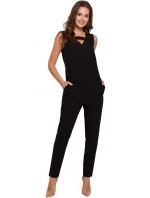 K009 Jednodielny overal s výstrihom do V - čierny K009 Jednodielny overal s výstrihom do V - čierny