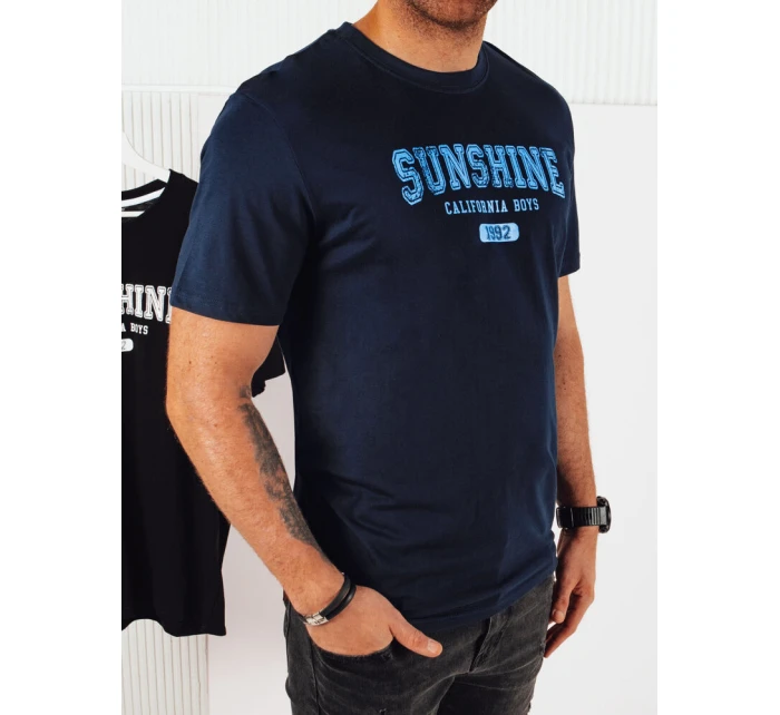 Pánske tmavomodré tričko s potlačou FashionStreet RX5375 Pánske tmavomodré tričko s potlačou FashionStreet RX5375