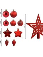 DEKORATÍVNE PLASTOVÉ OZDOBY BEZPEČNÉ 40KS ČERVENÁ SĽUDA