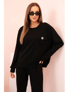 Komplet dámský máslový mikina a kalhoty s gumou černý