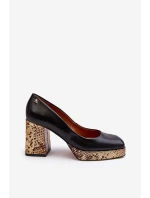 Kožené Lodičky  Černé model 21636004 - Laura Messi