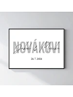 Personalizovaný magický fotoobraz v ráme - štvorec 50x70 - mená novomanželov Personalizovaný magický fotoobraz v ráme - štvorec 50x70 - mená novomanželov