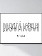 Personalizovaný magický fotoobraz v ráme - štvorec 50x70 - mená novomanželov